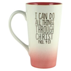 I Can Do All Things Through Christ (Pink & White Ombre Ceramic Mug)