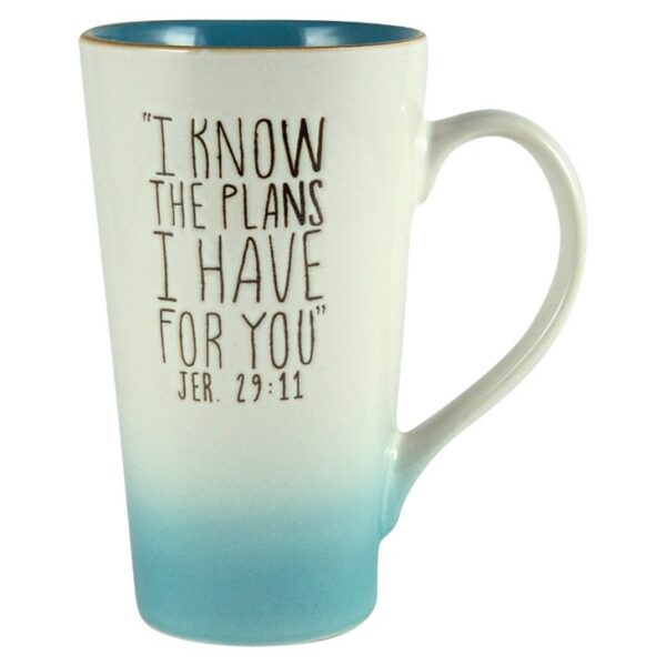 I Know The Plans I Have For You (Teal & White Ombre Ceramic Mug) - Image 2
