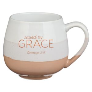 Saved By Grace Cream Ceramic Mug