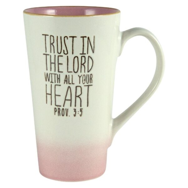 Trust In The Lord (Pink & White Ombre Ceramic Mug) - Image 2