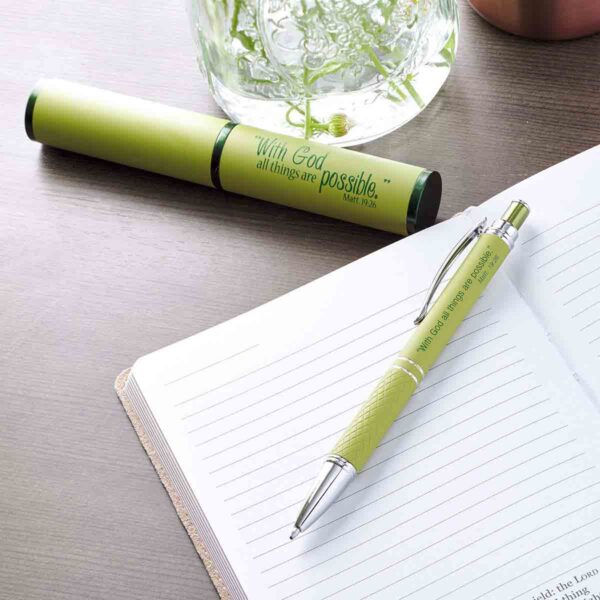 Matthew 19:26 All Things Possible Green (Metal Pen In Tube) - Image 2