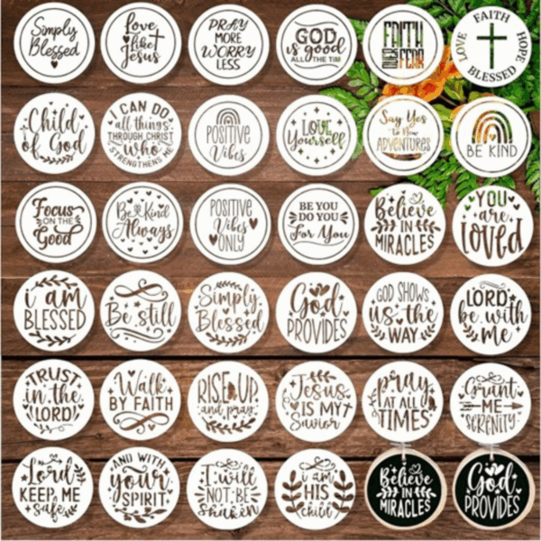 34pcs Inspirational Christian Stencils