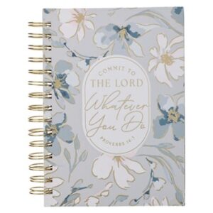 Commit to the Lord Whatever You Do Floral Large Hardcover Wire bound Journal