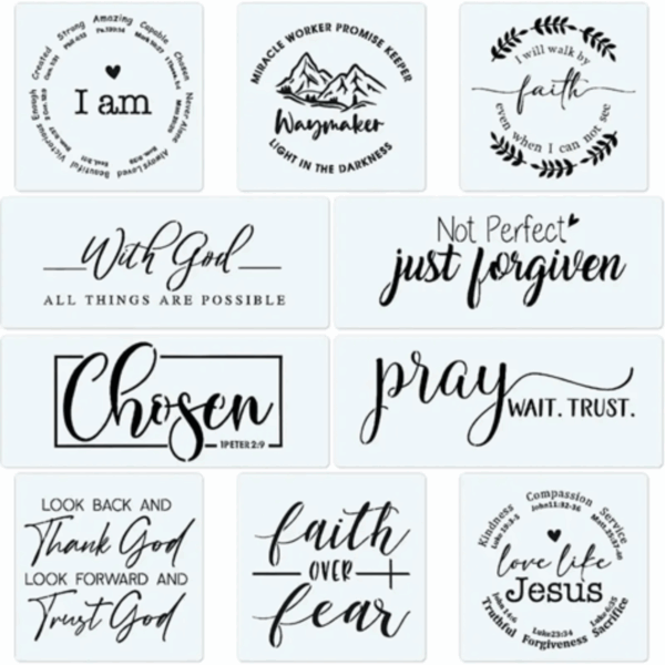 10 pcs Christian Stencil Set